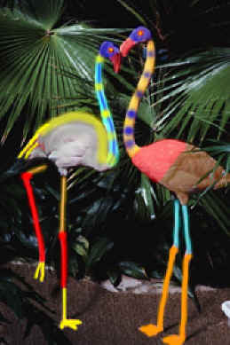 Photos of Flamingos before and after redecorating.