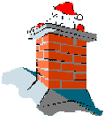 Santa Claus climbing down the chimney